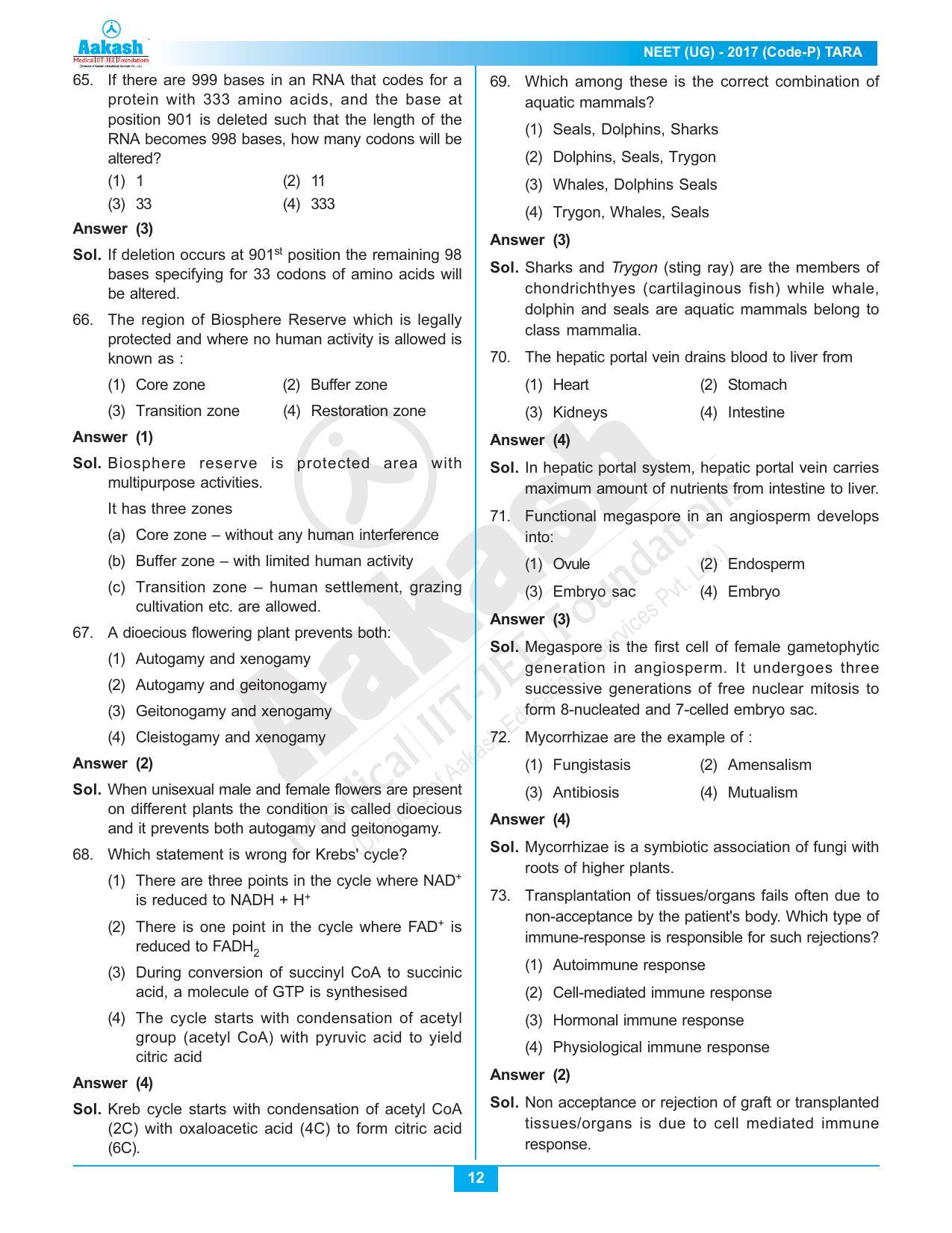 NEET Code P 2017 Answer & Solutions - Page 12