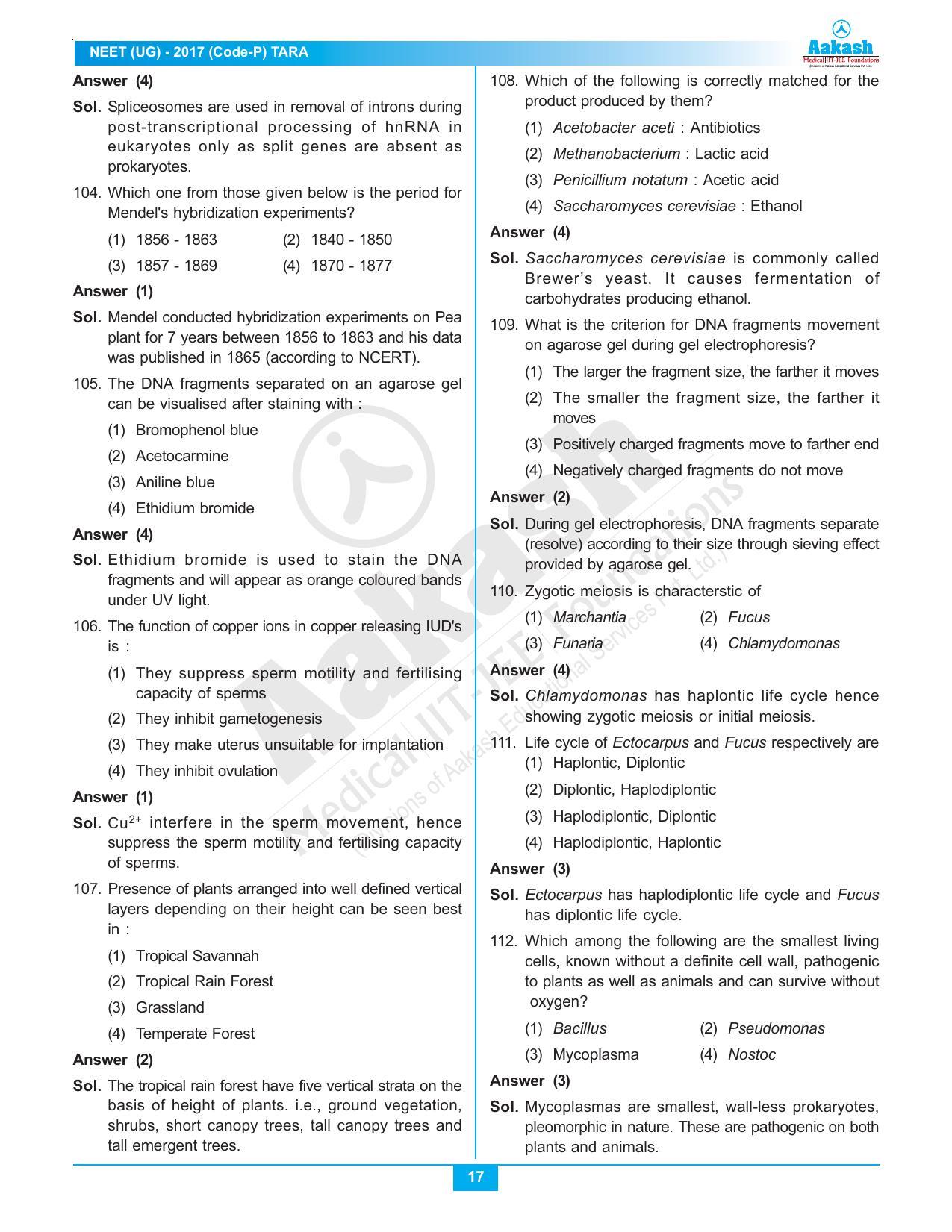 NEET Code P 2017 Answer & Solutions - Page 17