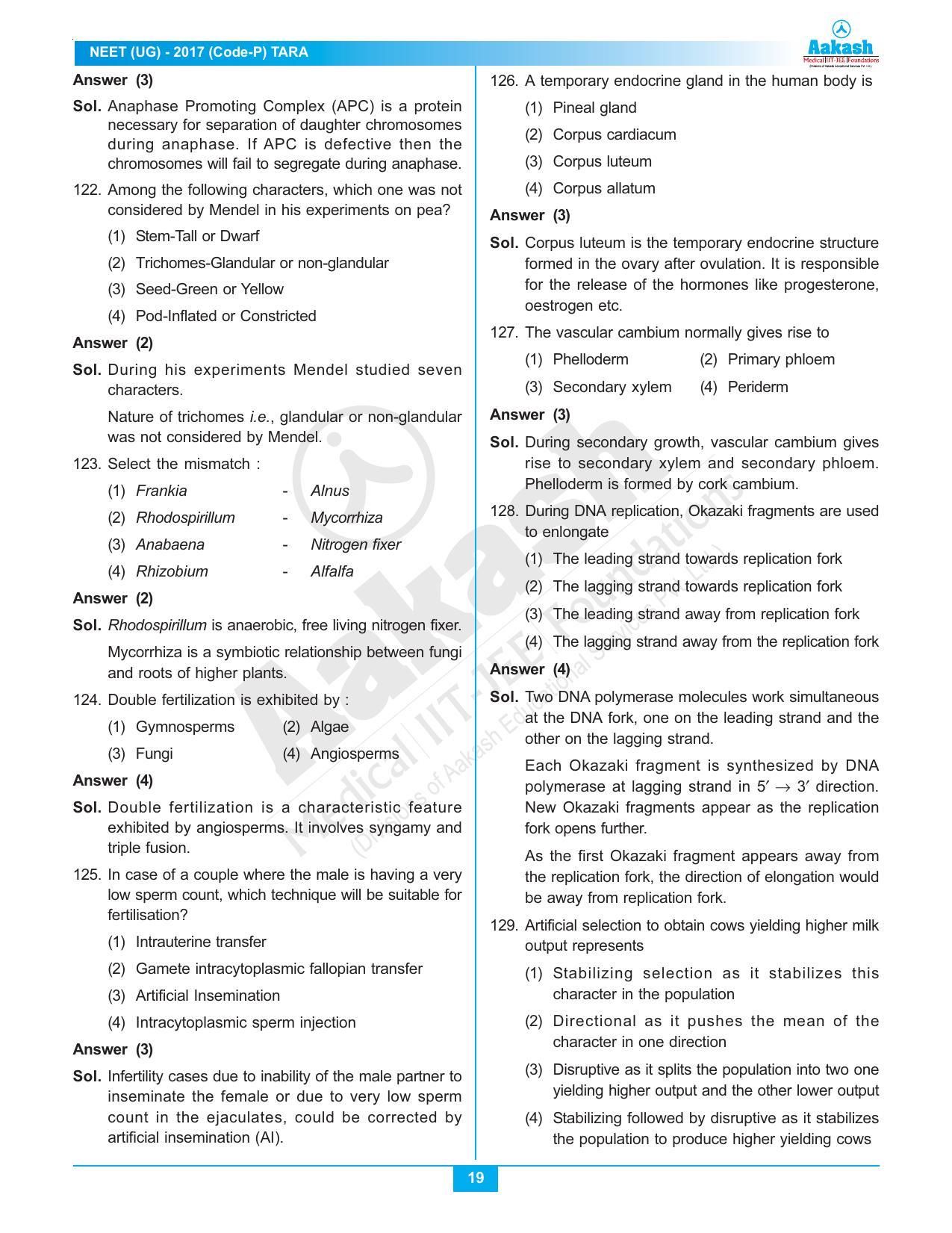 NEET Code P 2017 Answer & Solutions - Page 19