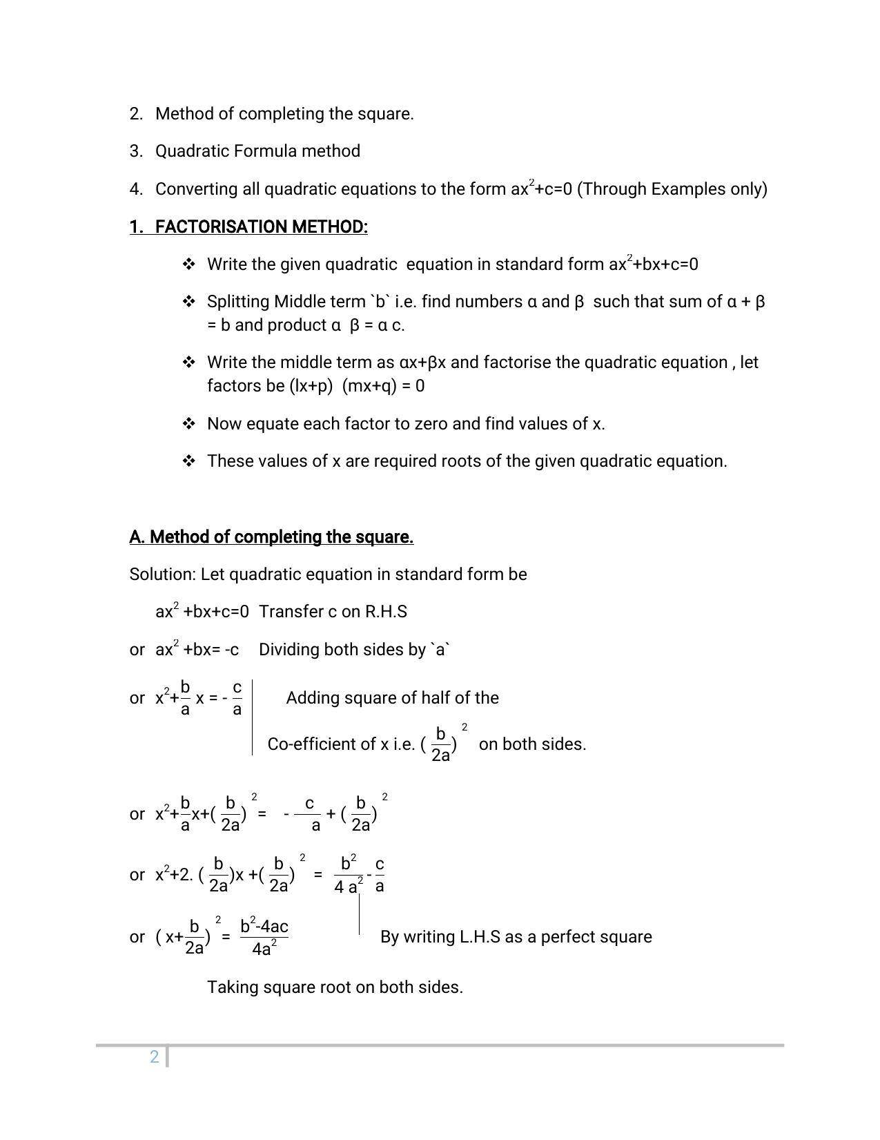 JKBOSE Class 10 Maths: Chapter 4th Quadratic Equation Question Bank - Page 2