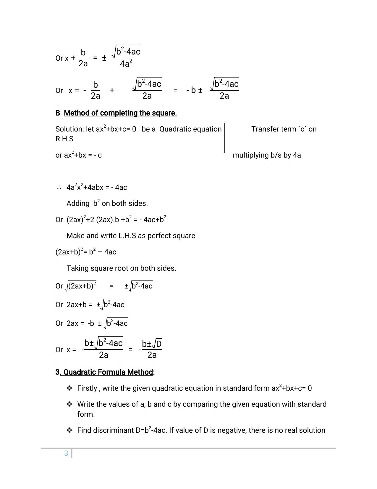 JKBOSE Class 10 Maths: Chapter 4th Quadratic Equation Question Bank - Page 3