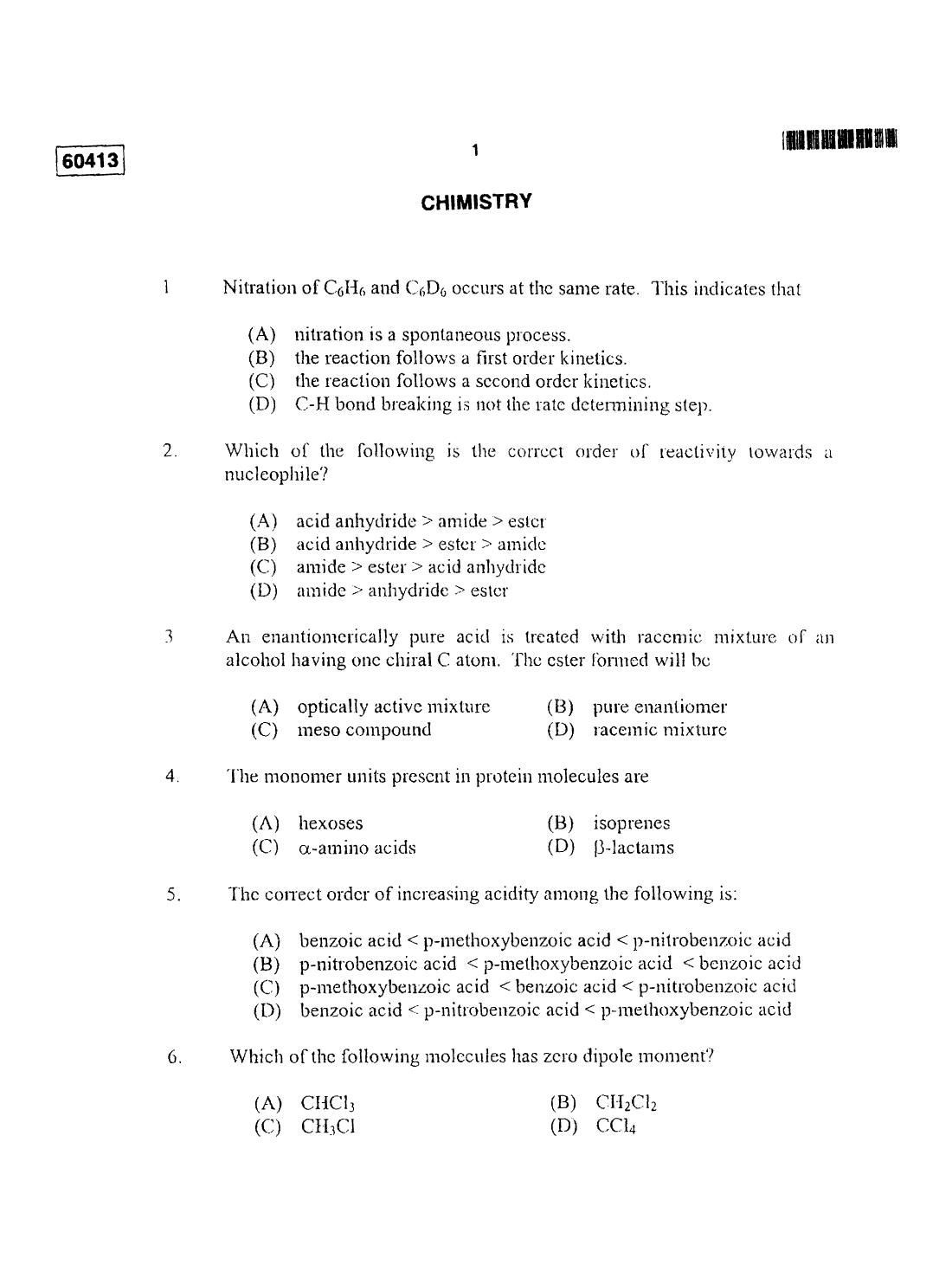 CUSAT CAT 2013 Chemistry Question Paper - Page 2
