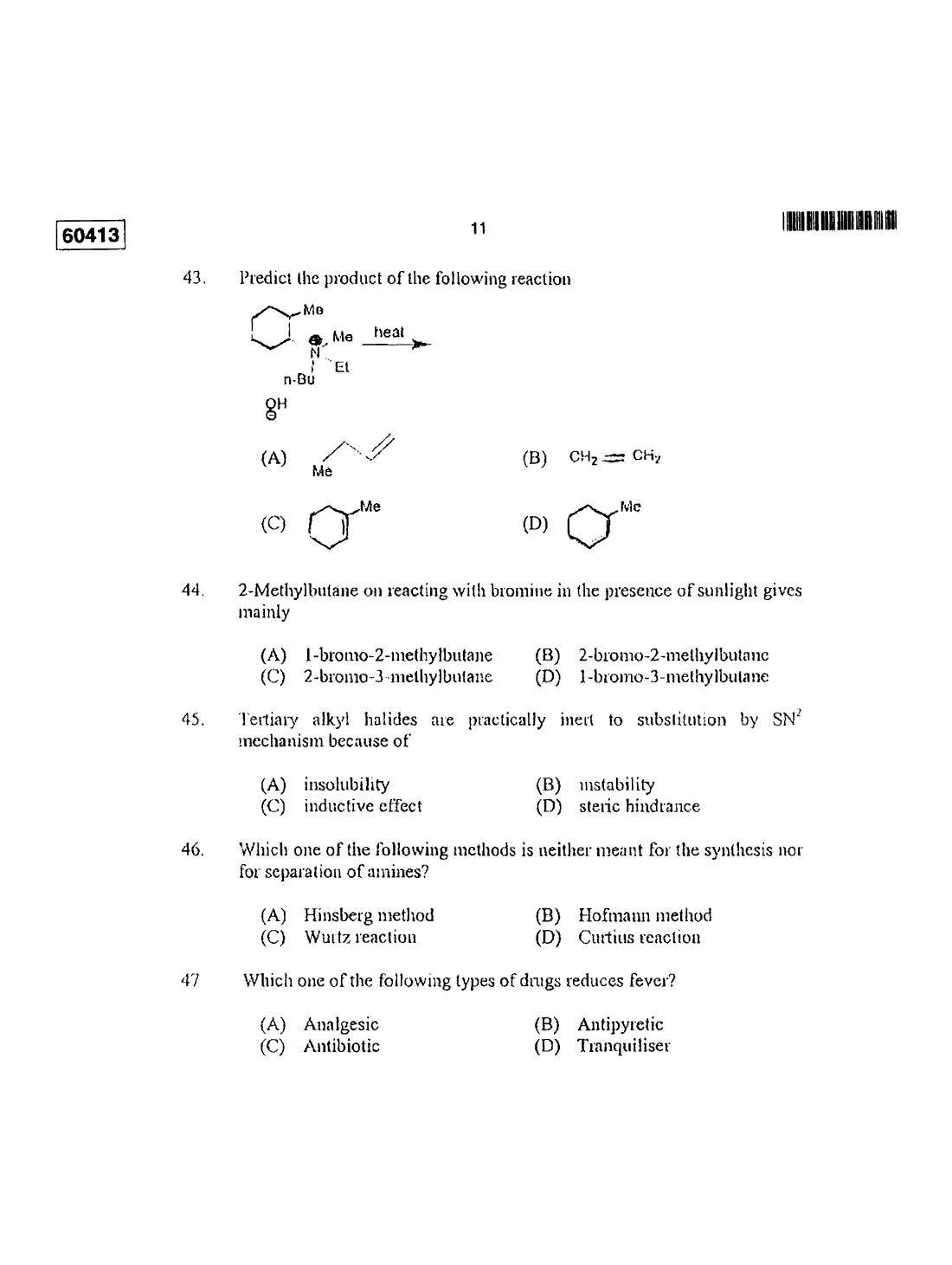 CUSAT CAT 2013 Chemistry Question Paper - Page 10