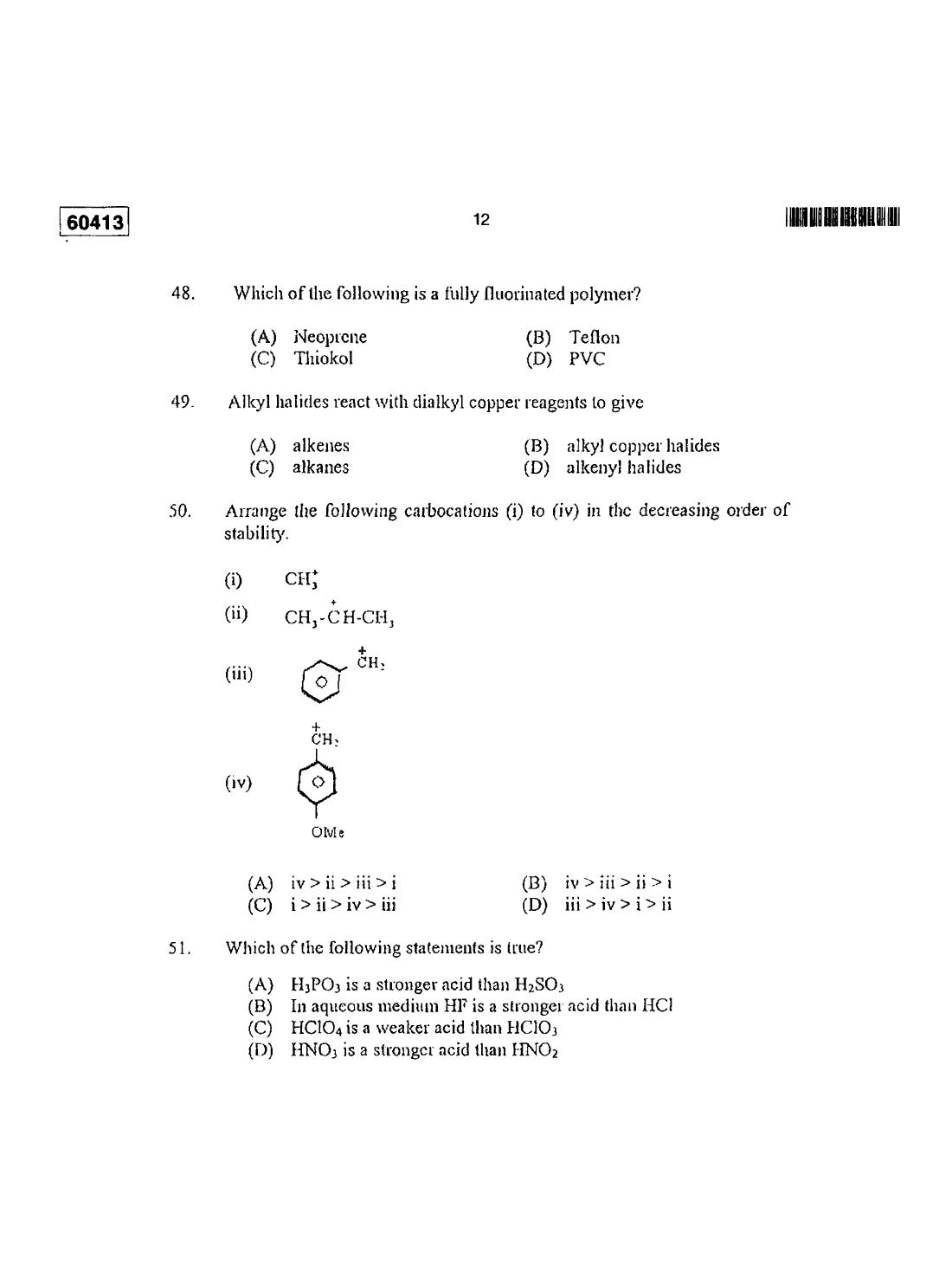 CUSAT CAT 2013 Chemistry Question Paper - Page 11