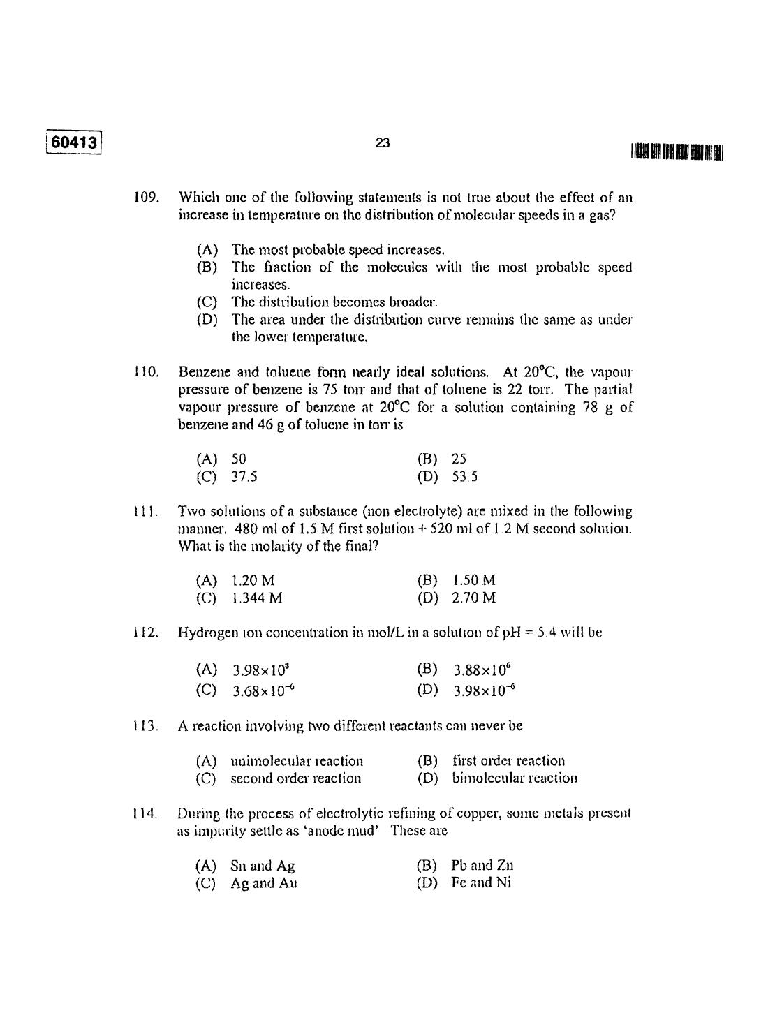 CUSAT CAT 2013 Chemistry Question Paper - Page 22