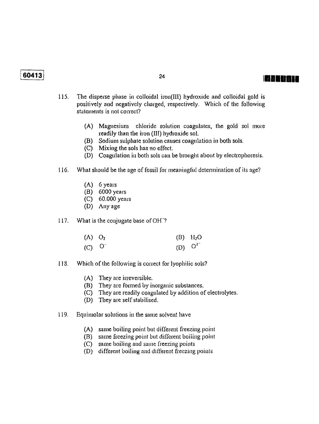 CUSAT CAT 2013 Chemistry Question Paper - Page 23