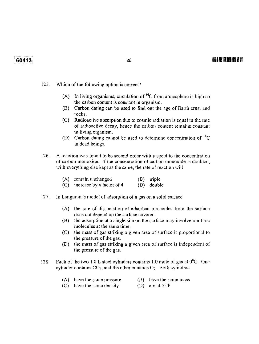 CUSAT CAT 2013 Chemistry Question Paper - Page 25