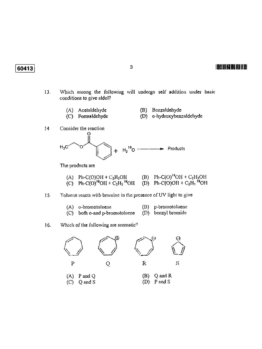 CUSAT CAT 2013 Chemistry Question Paper - Page 30