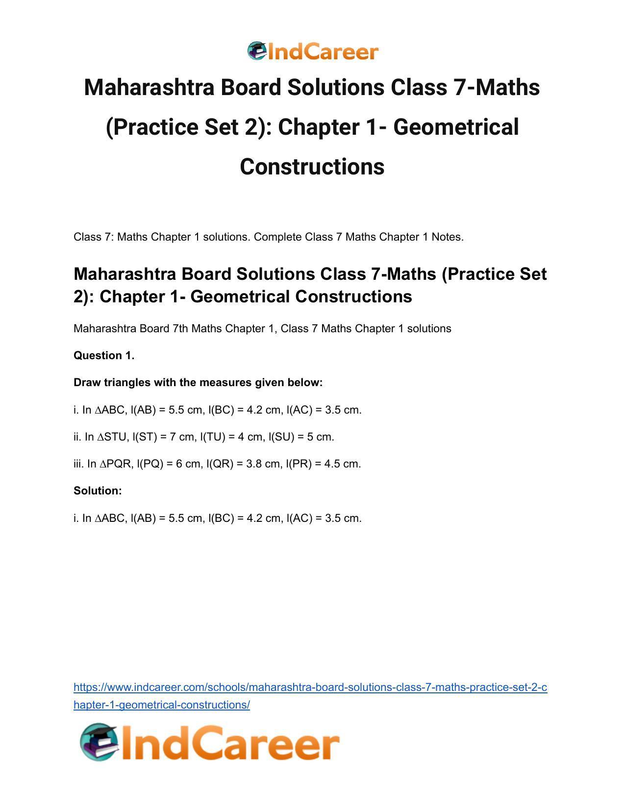 Maharashtra Board Solutions Class 7-Maths (Practice Set 2): Chapter 1- Geometrical Constructions - Page 2
