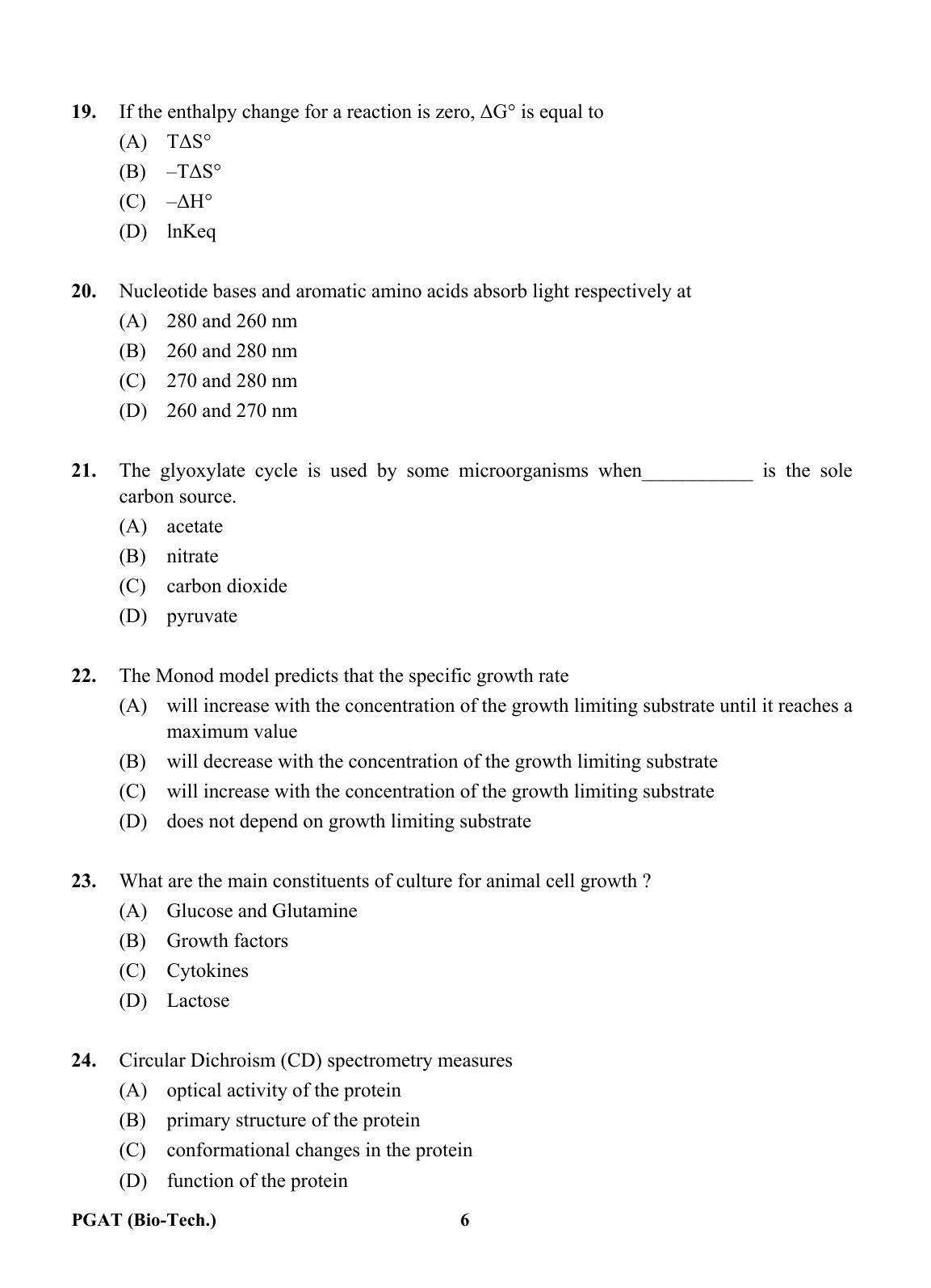 OJEE PGAT 2013 Biotechnology Question Paper - Page 5