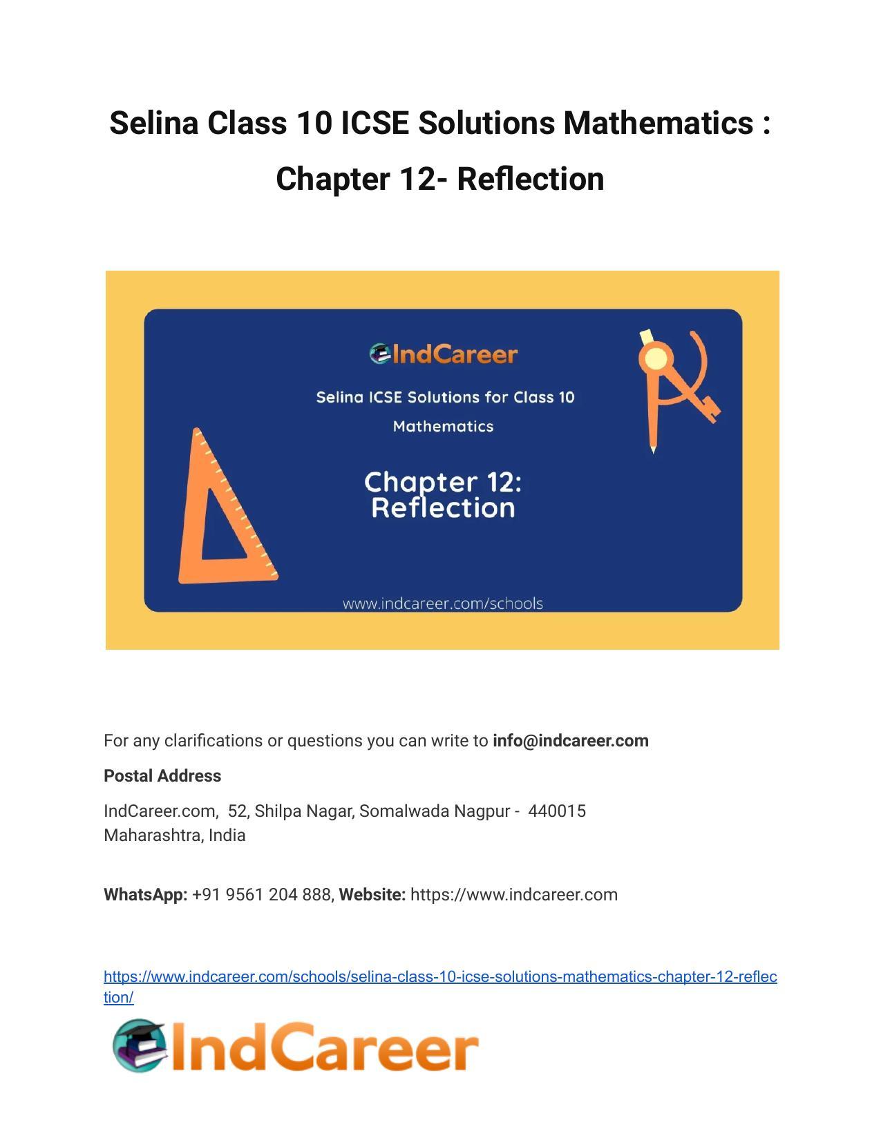 Selina Class 10 ICSE Solutions Mathematics : Chapter 12- Reflection - Page 1