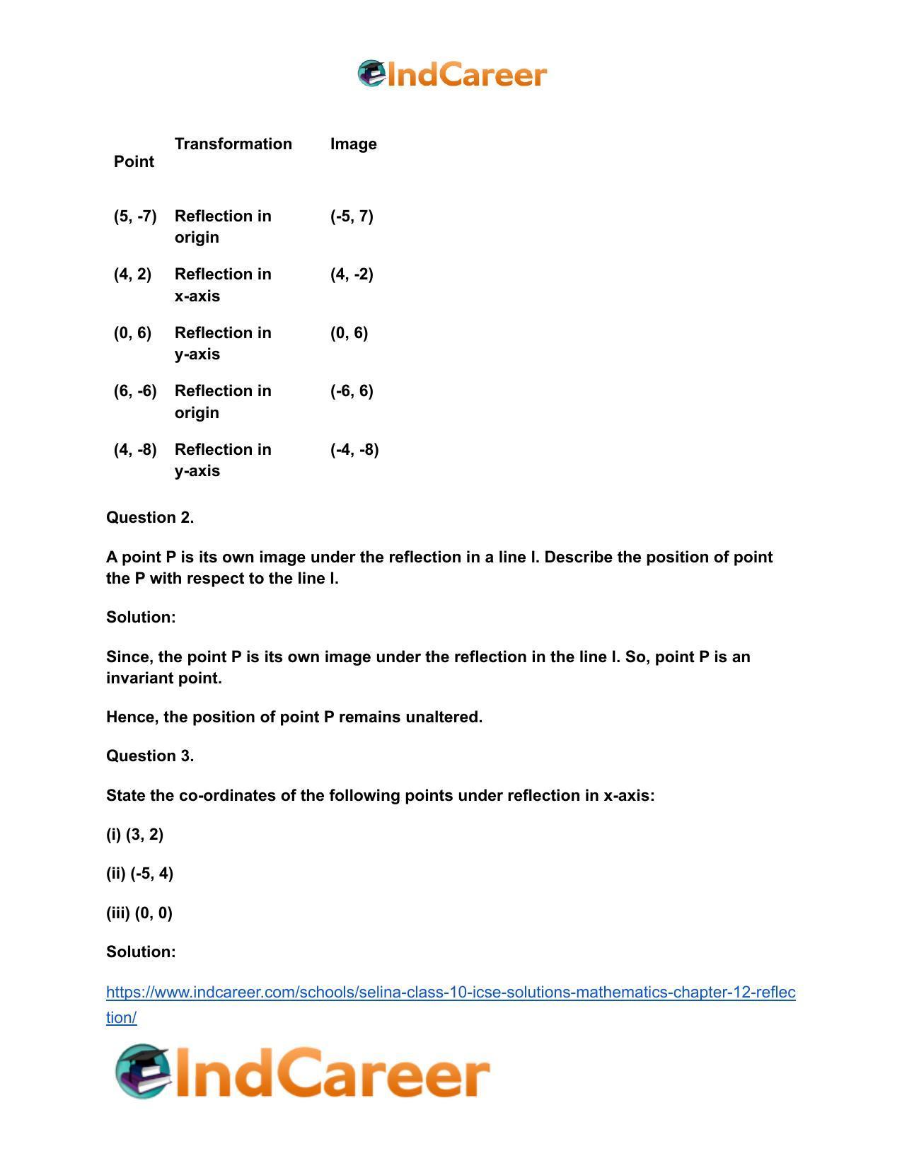 Selina Class 10 ICSE Solutions Mathematics : Chapter 12- Reflection - Page 3