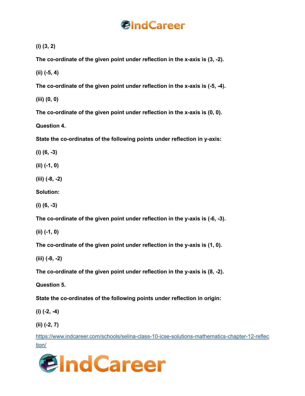 Selina Class 10 ICSE Solutions Mathematics : Chapter 12- Reflection - Page 4