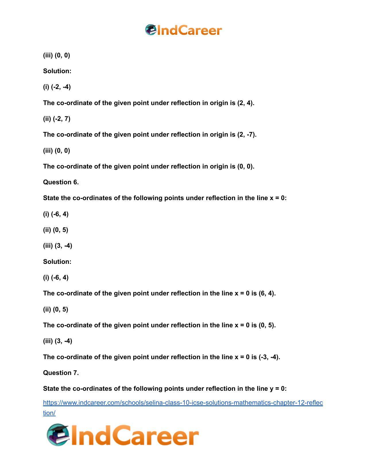 Selina Class 10 ICSE Solutions Mathematics : Chapter 12- Reflection - Page 5