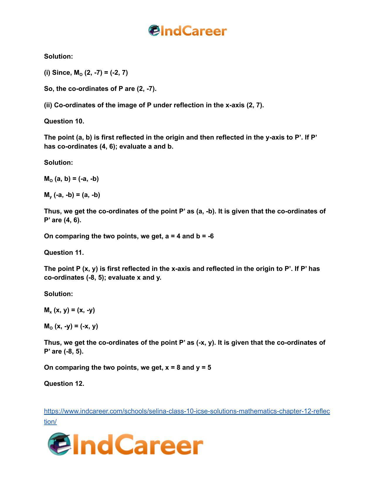 Selina Class 10 ICSE Solutions Mathematics : Chapter 12- Reflection - Page 7