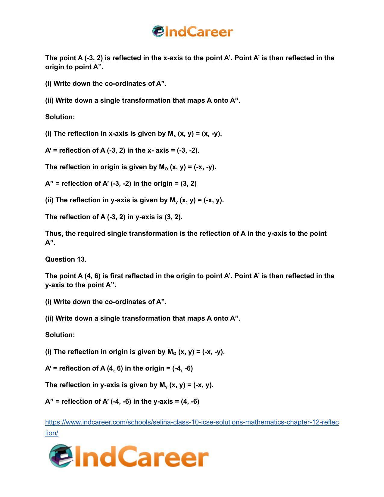 Selina Class 10 ICSE Solutions Mathematics : Chapter 12- Reflection - Page 8