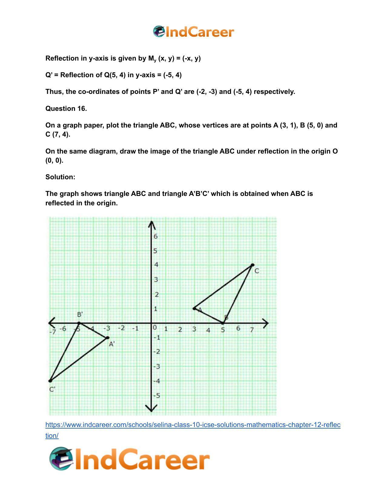 Selina Class 10 ICSE Solutions Mathematics : Chapter 12- Reflection - Page 10