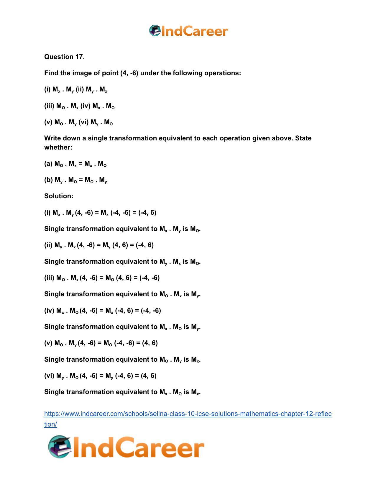 Selina Class 10 ICSE Solutions Mathematics : Chapter 12- Reflection - Page 11