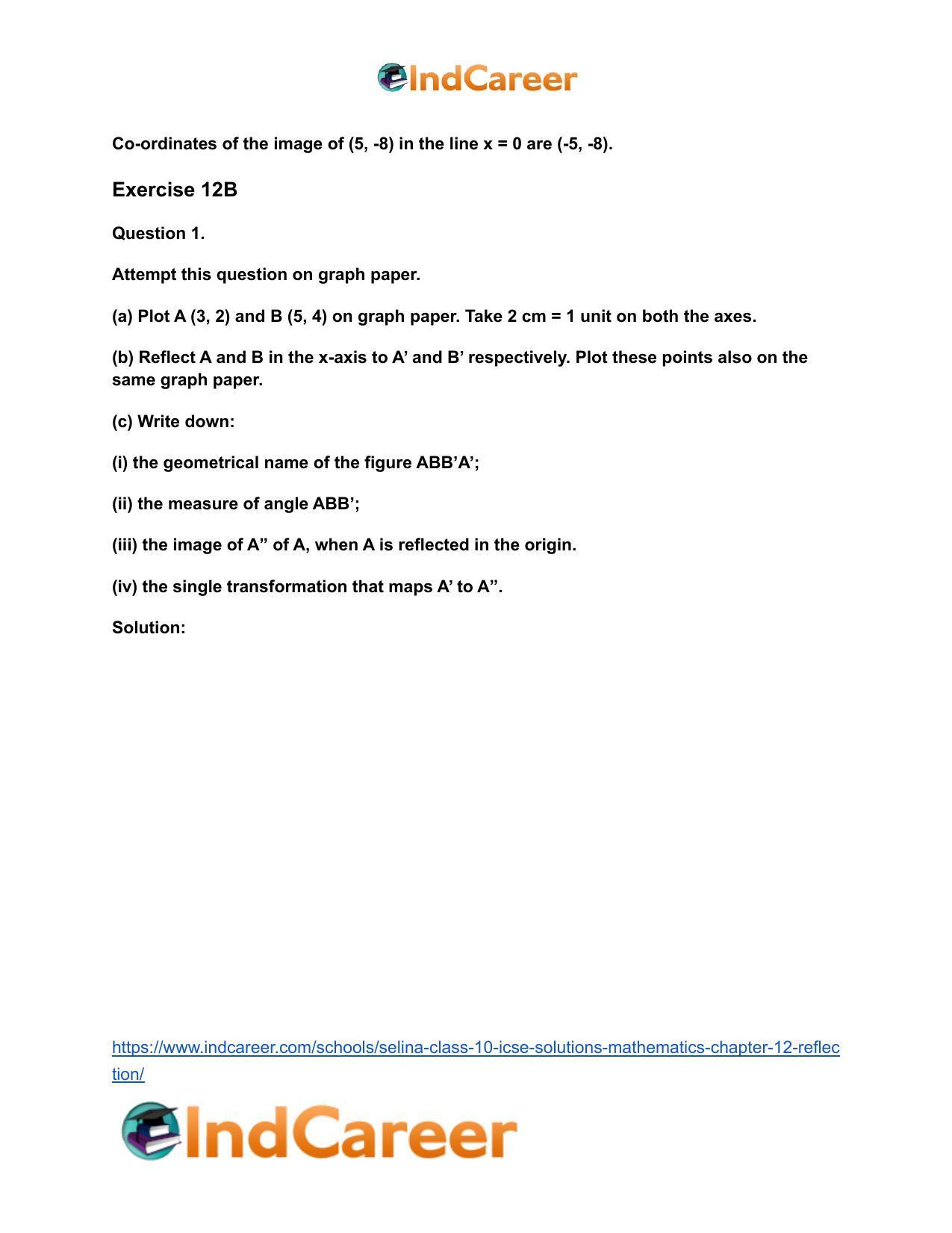 Selina Class 10 ICSE Solutions Mathematics : Chapter 12- Reflection - Page 13