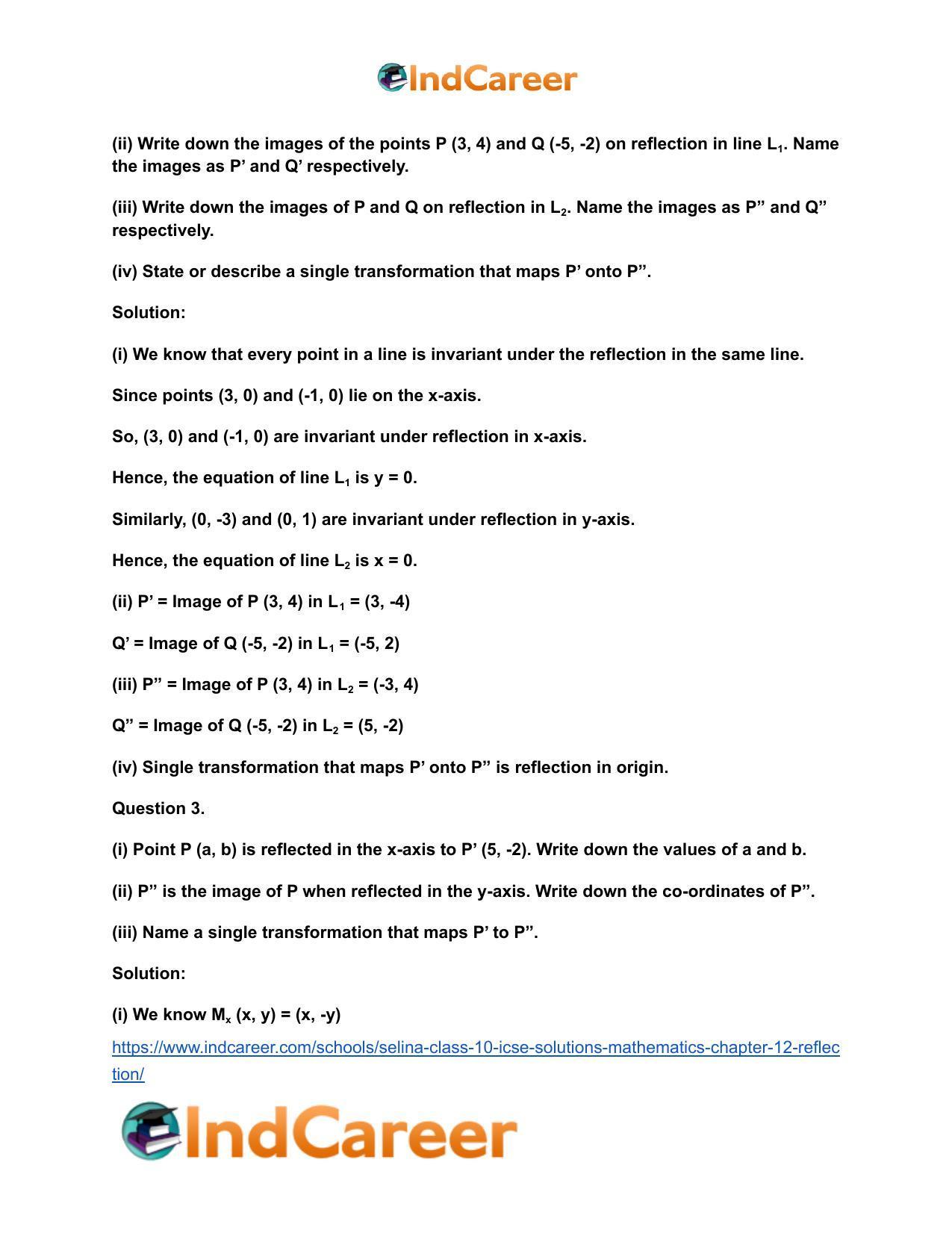 Selina Class 10 ICSE Solutions Mathematics : Chapter 12- Reflection - Page 15