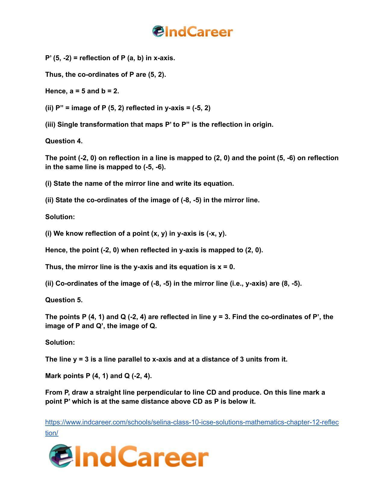 Selina Class 10 ICSE Solutions Mathematics : Chapter 12- Reflection - Page 16