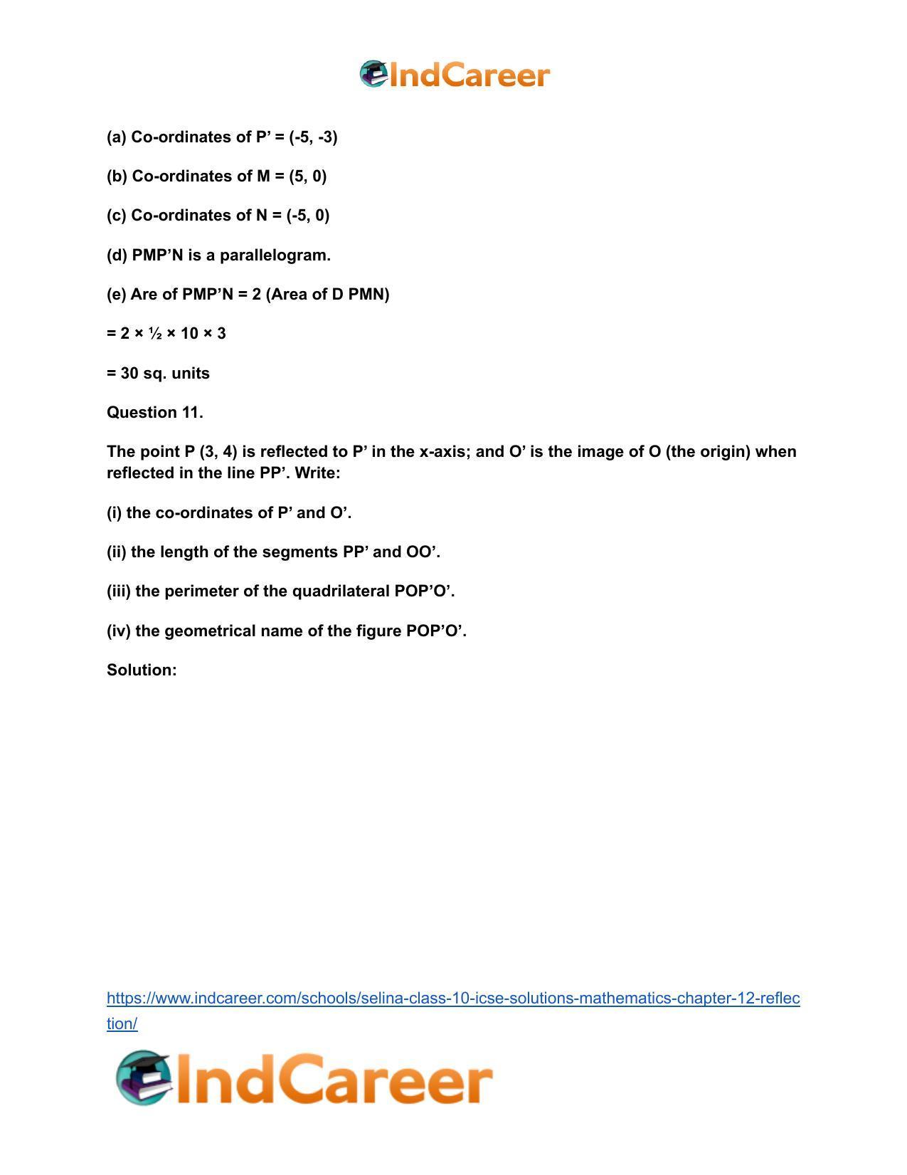 Selina Class 10 ICSE Solutions Mathematics : Chapter 12- Reflection - Page 24
