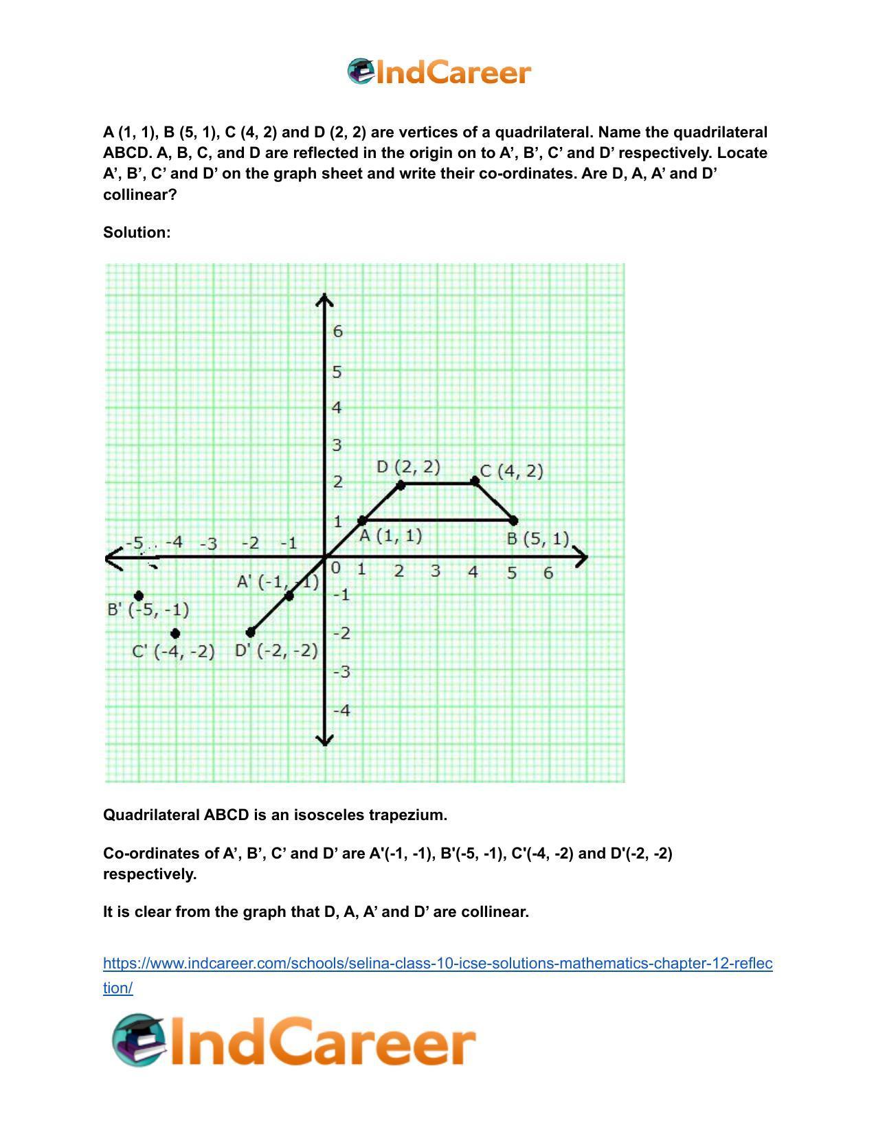 Selina Class 10 ICSE Solutions Mathematics : Chapter 12- Reflection - Page 26