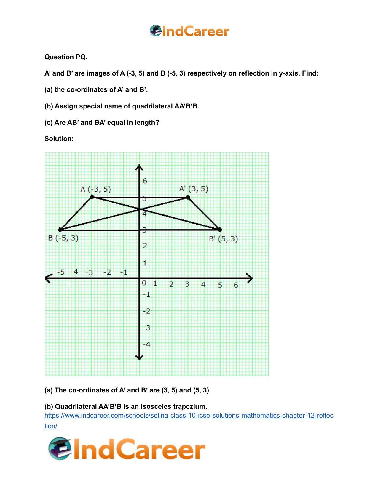 Selina Class 10 ICSE Solutions Mathematics : Chapter 12- Reflection - Page 30