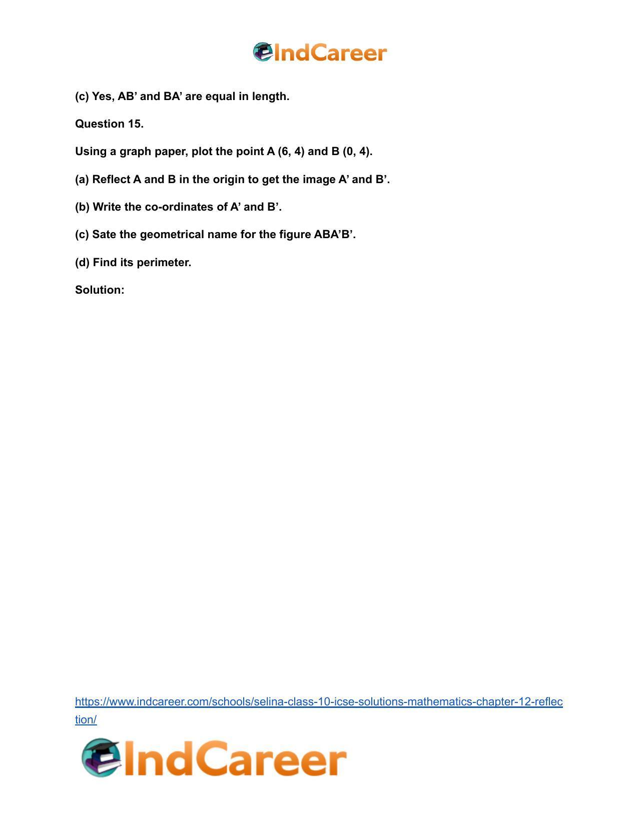Selina Class 10 ICSE Solutions Mathematics : Chapter 12- Reflection - Page 31