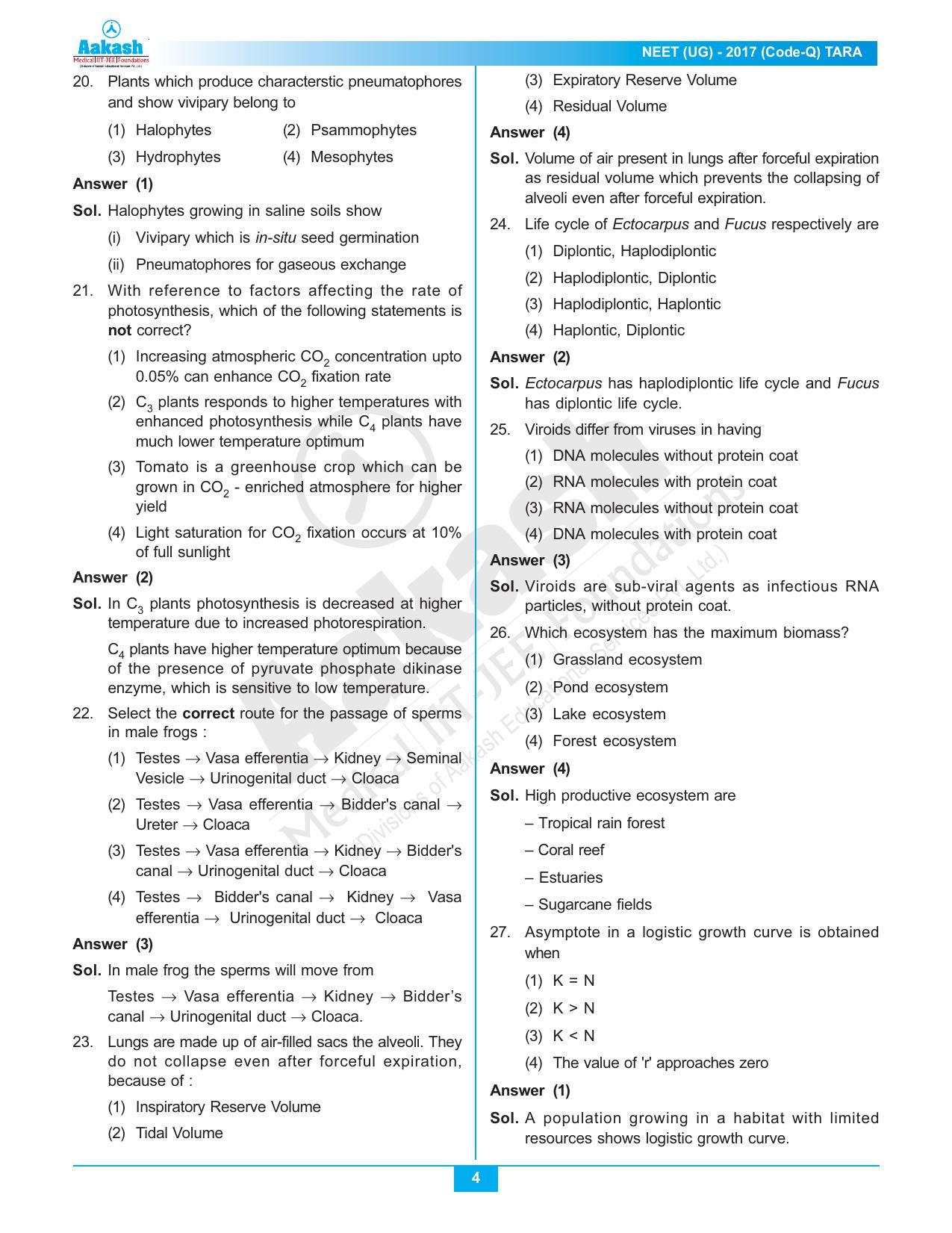  NEET Code Q 2017 Answer & Solutions - Page 4