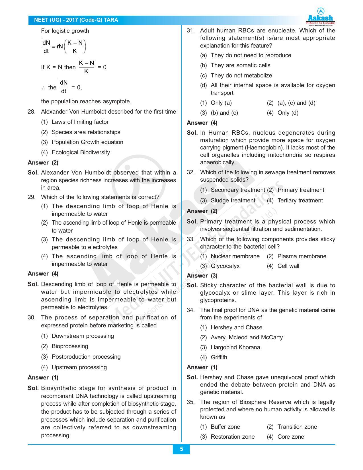  NEET Code Q 2017 Answer & Solutions - Page 5