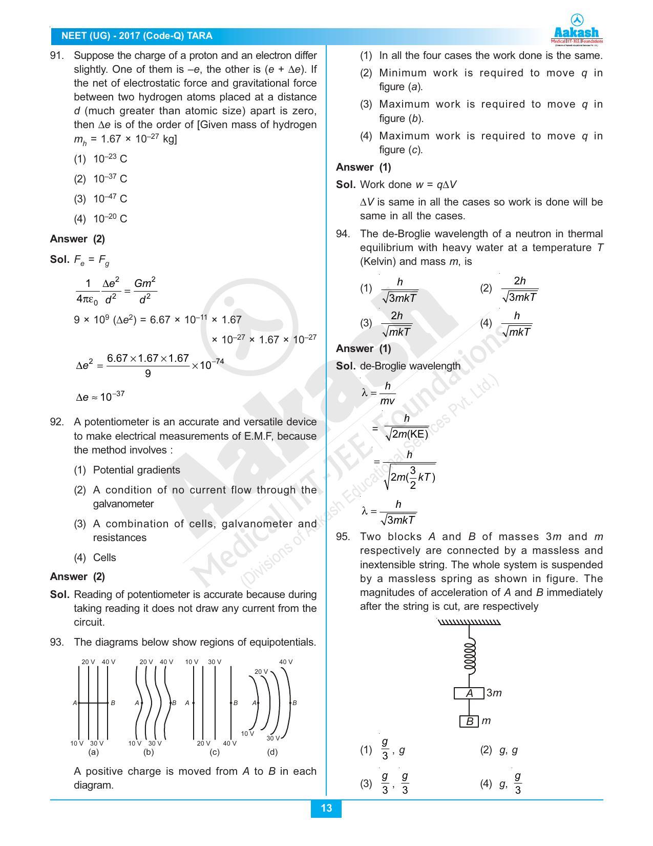  NEET Code Q 2017 Answer & Solutions - Page 13