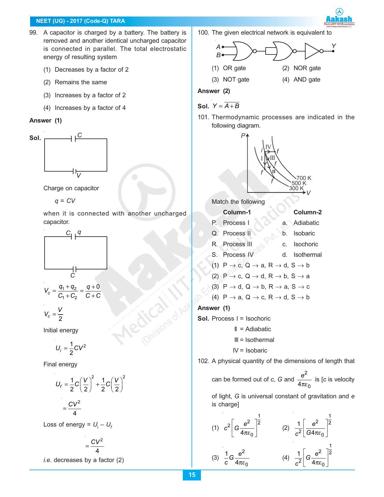  NEET Code Q 2017 Answer & Solutions - Page 15