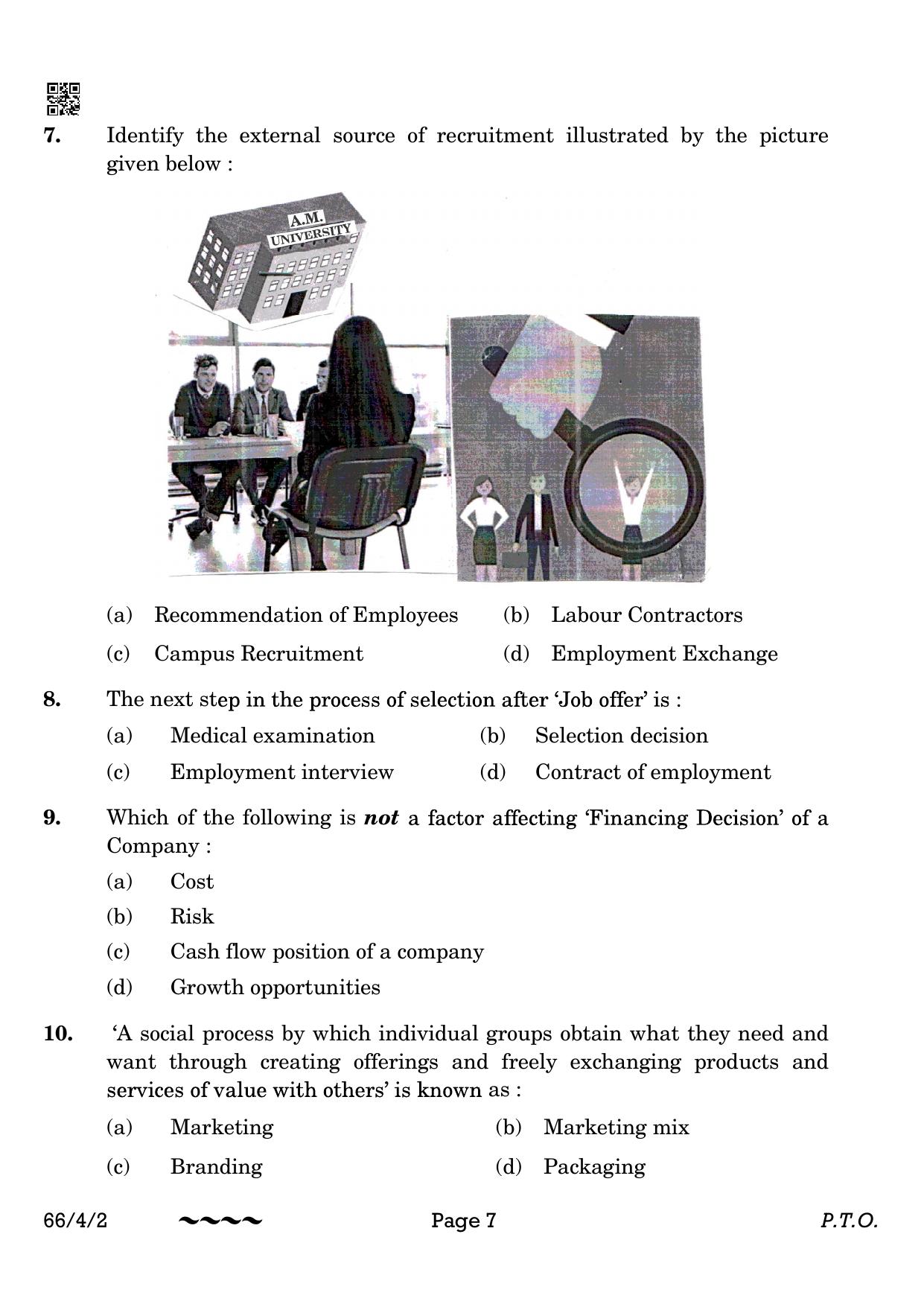 CBSE Class 12 66-4-2 Business Studies 2023 Question Paper - Page 7