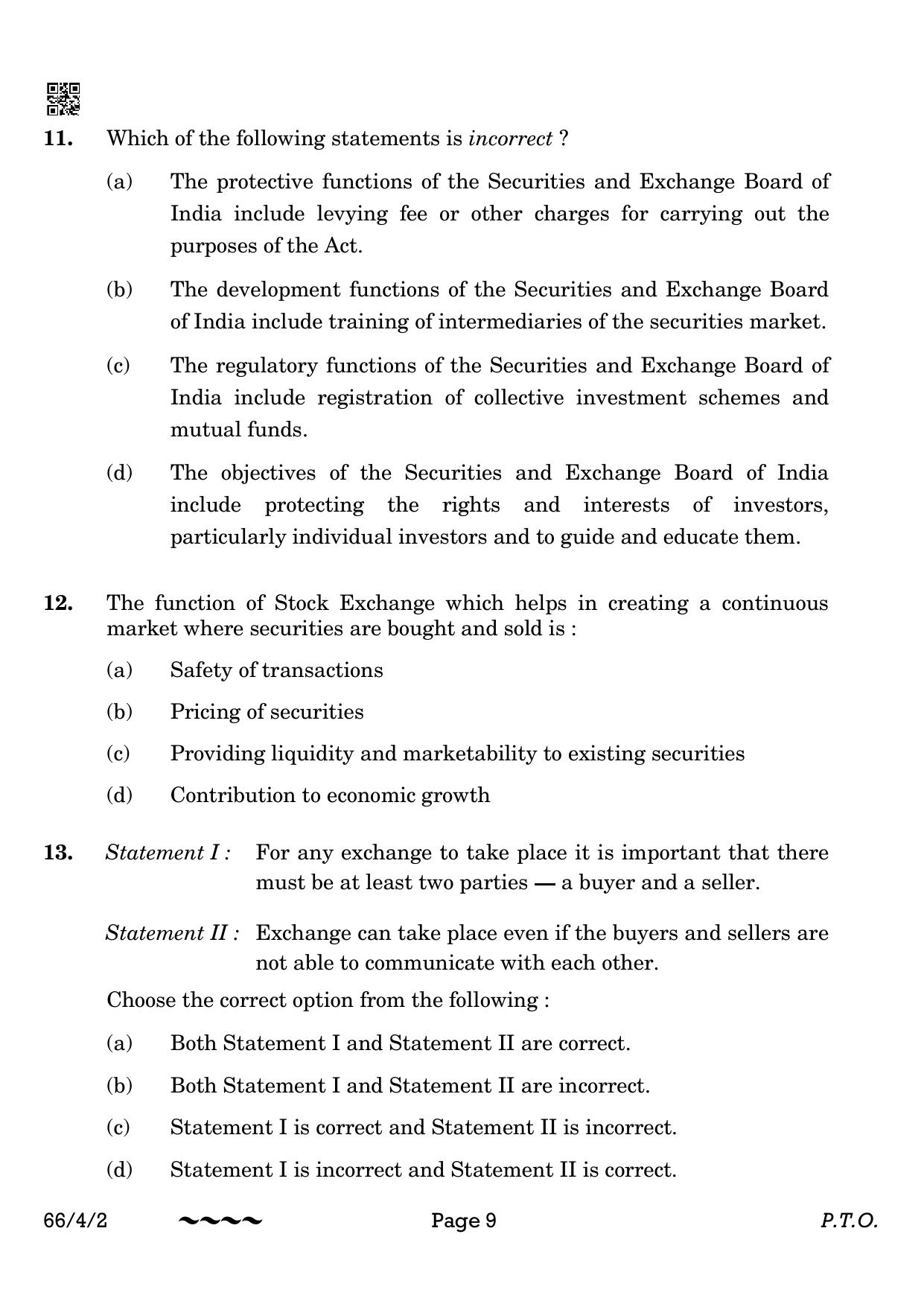 CBSE Class 12 66-4-2 Business Studies 2023 Question Paper - Page 9