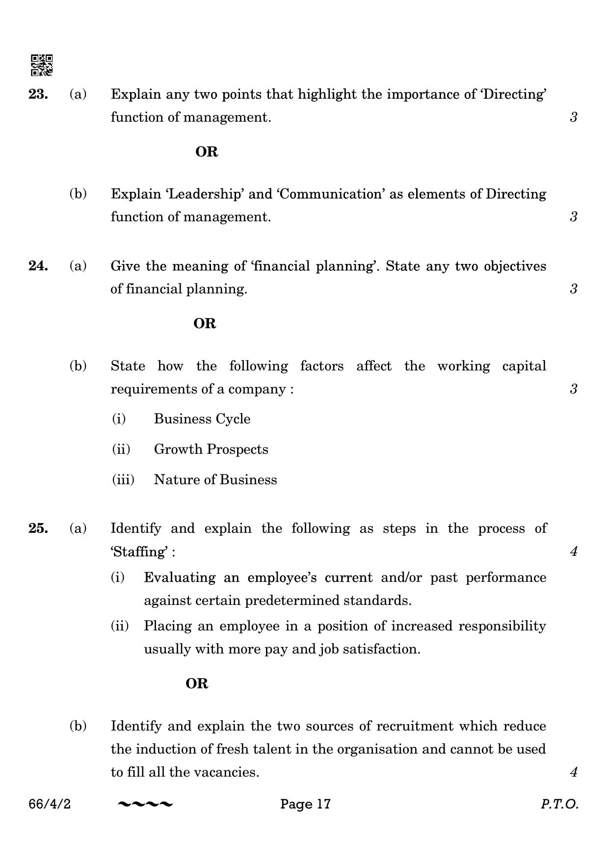 CBSE Class 12 66-4-2 Business Studies 2023 Question Paper - Page 17