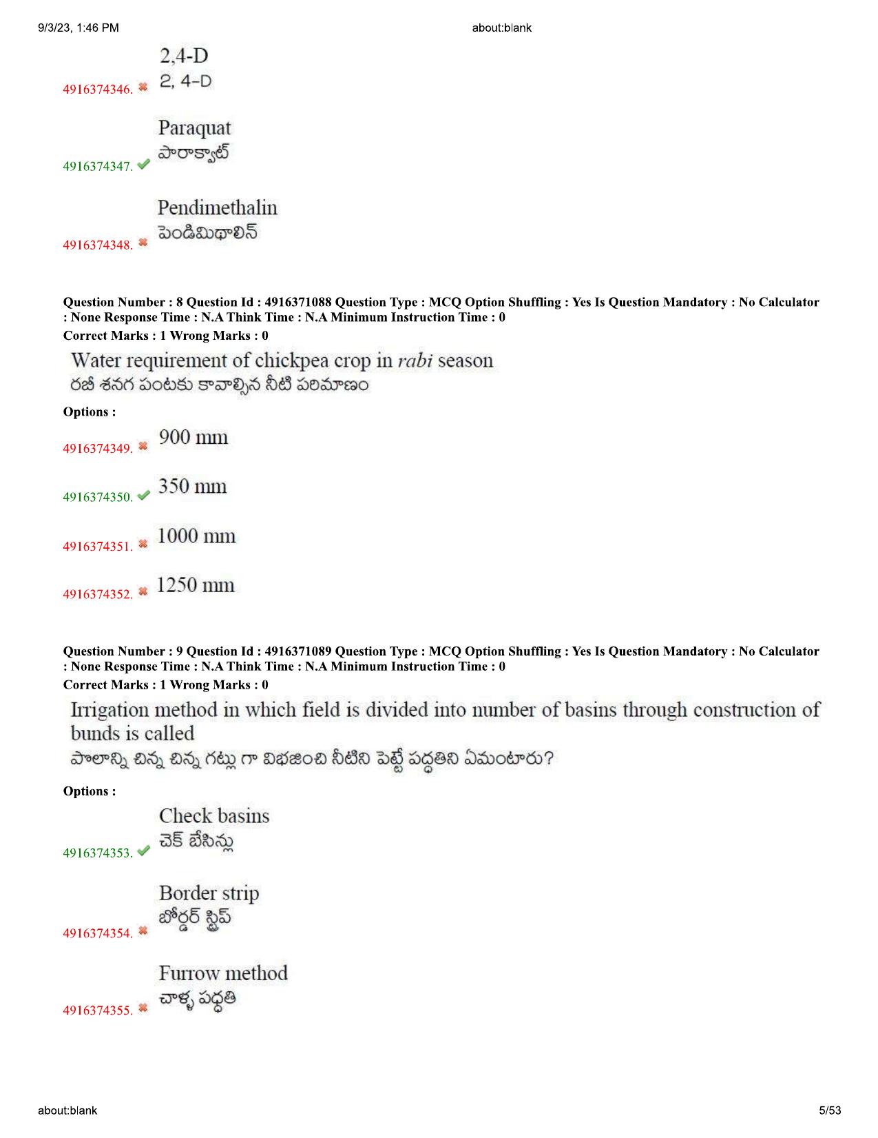 AGRICET 2023 Diploma in Organic Farming (DOF) Question Paper with Answers - Page 5