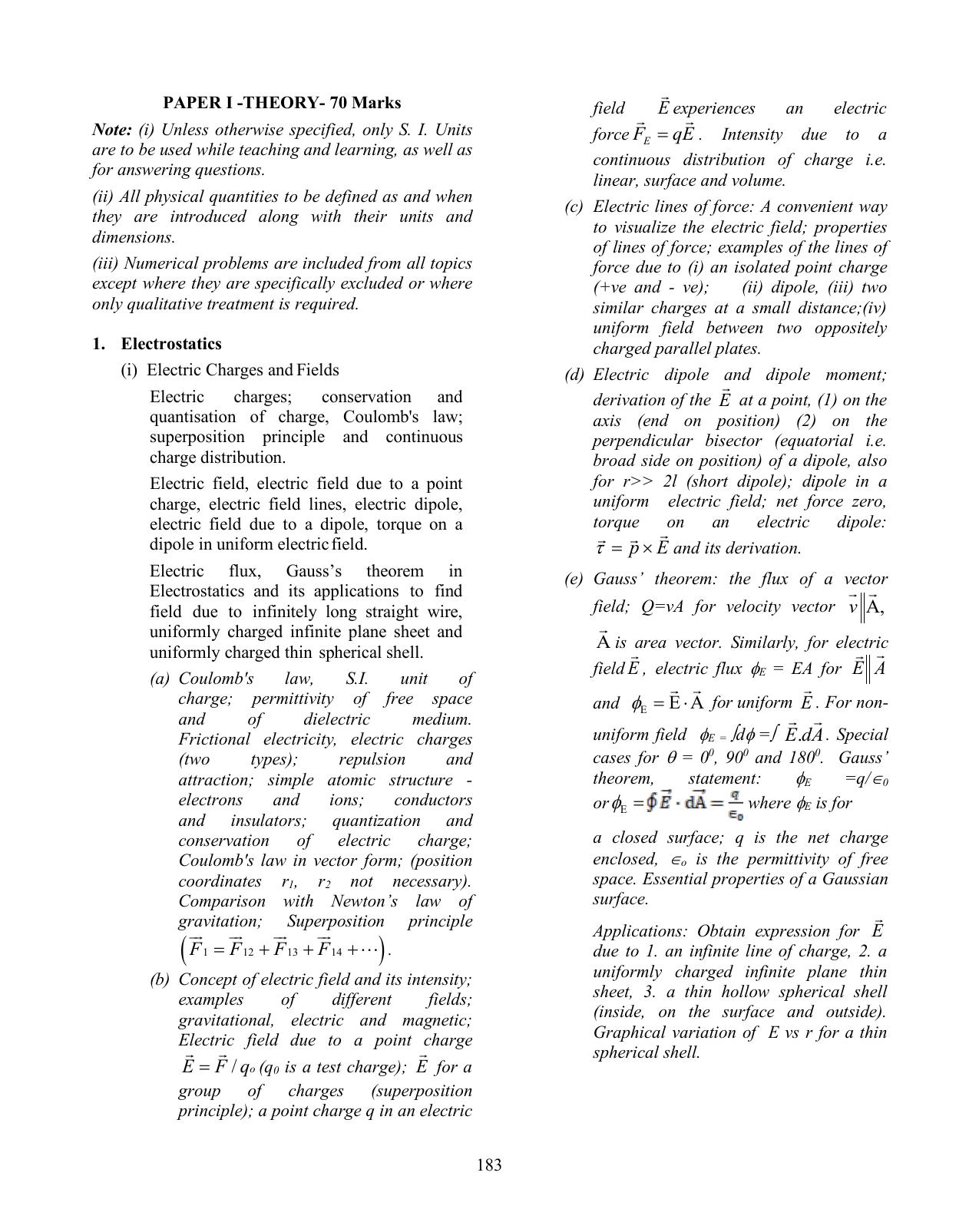 ISC Class XI & XII Physics Syllabus - Page 13