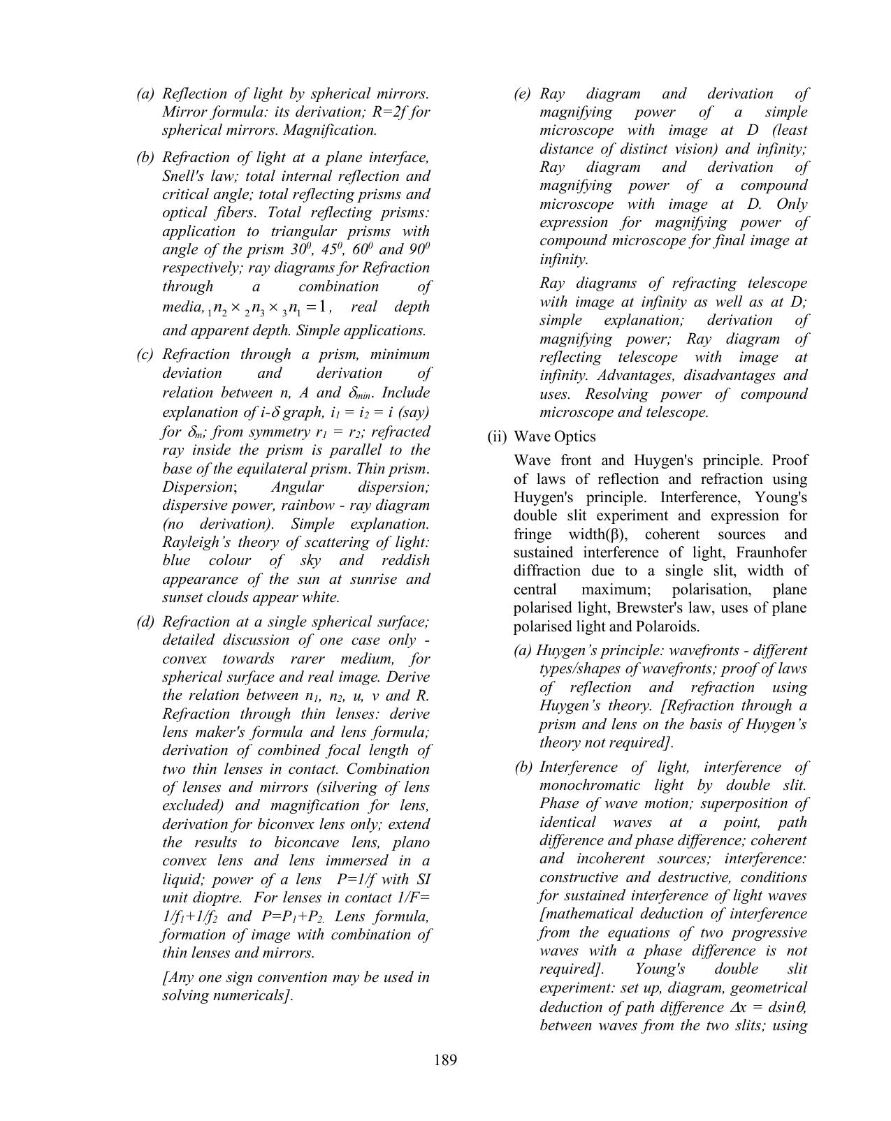 ISC Class XI & XII Physics Syllabus - Page 19