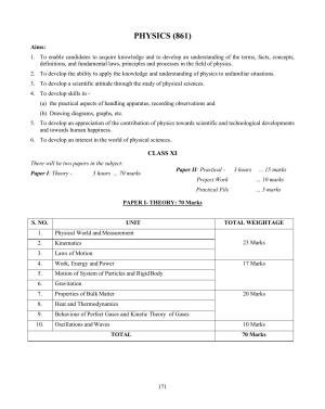ISC Class XI & XII Physics Syllabus