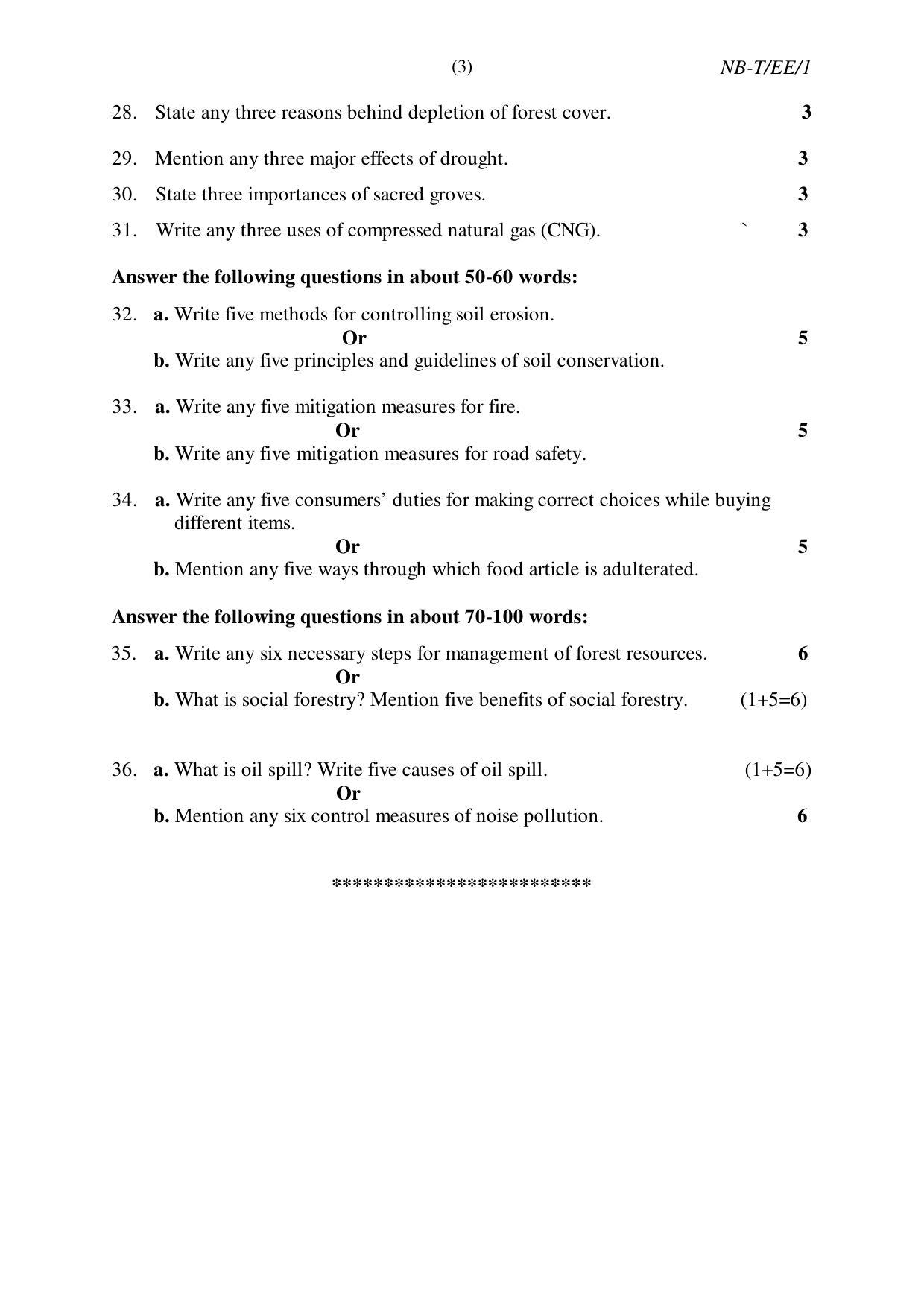 Nagaland Board Class 10 ENVIRONMENTAL EDUCATION 2020 Question Paper - Page 3