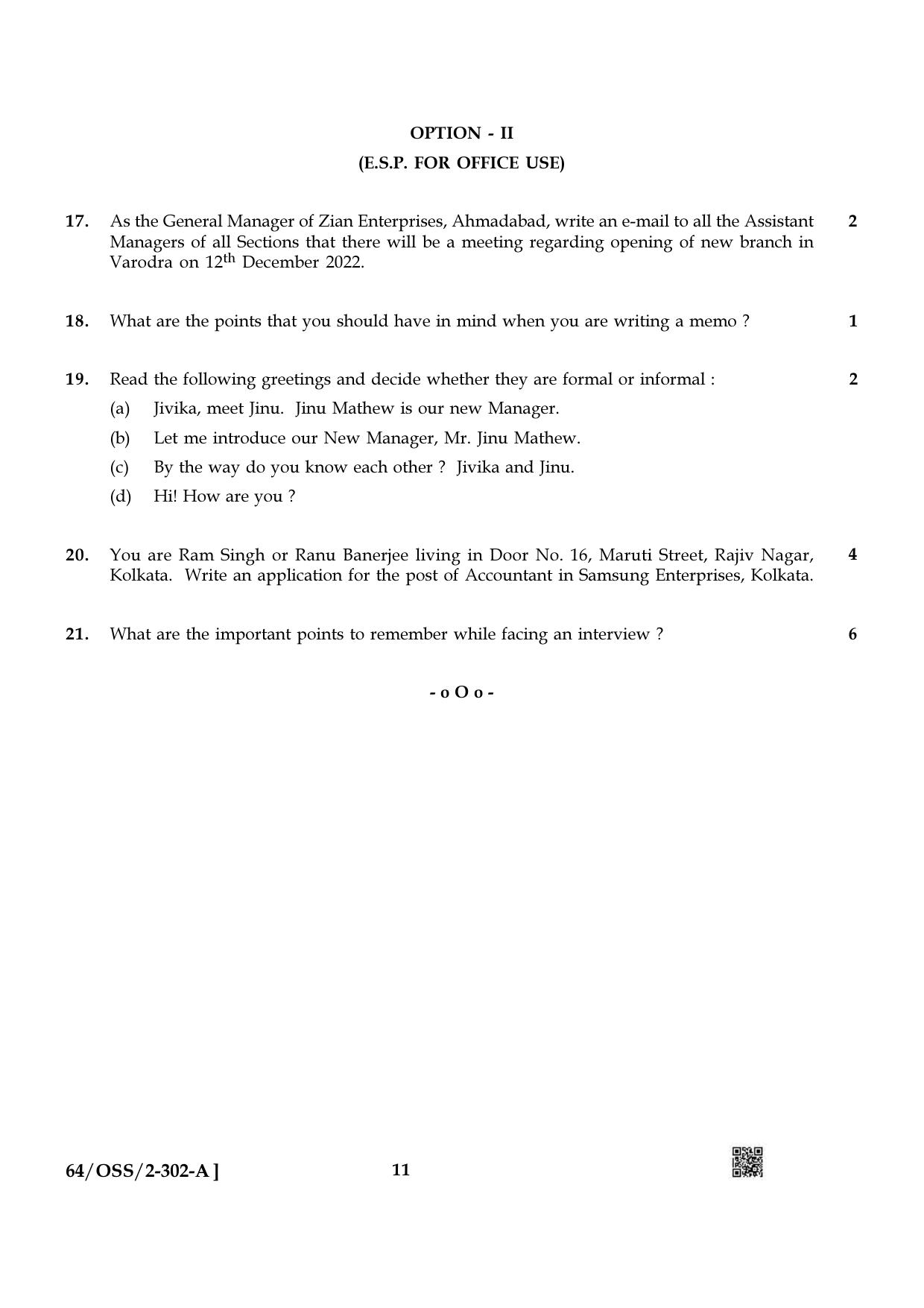 NIOS October 2022 Class 12 English Question Paper - Page 11