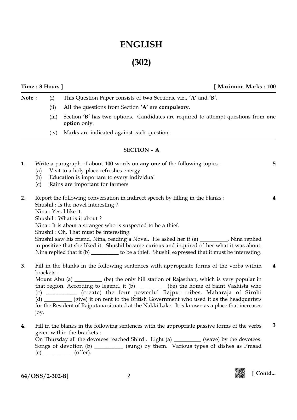NIOS October 2022 Class 12 English Question Paper - Page 14