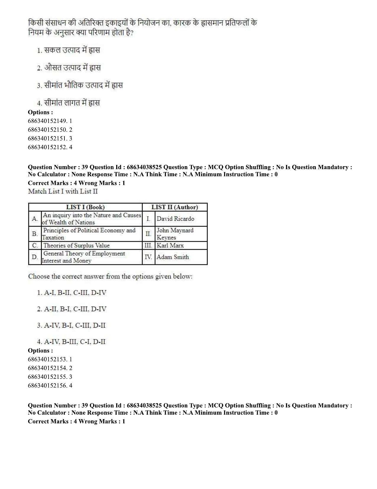 CUET PG 2023: COQP10 – Economics (Hin) - Shift 2 (25-06-2023) Question Paper - Page 40