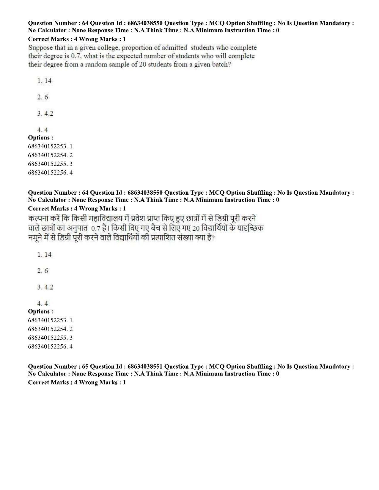 CUET PG 2023: COQP10 – Economics (Hin) - Shift 2 (25-06-2023) Question Paper - Page 65