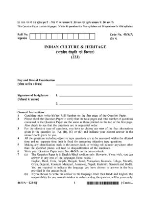 NIOS April 2013 Class 10 Indian Culture & Heritage Question Paper