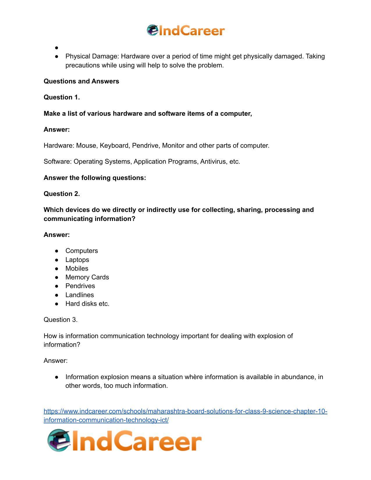 Maharashtra Board Solutions for Class 9- Science: Chapter 10- Information Communication Technology (ICT) - Page 8