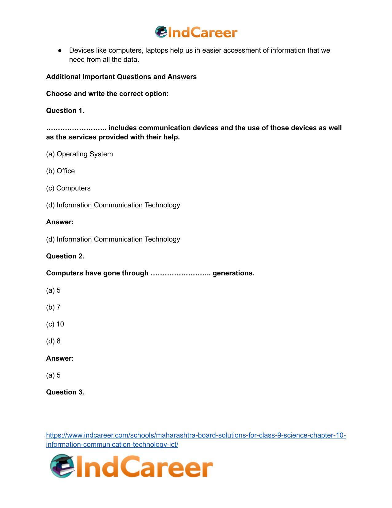 Maharashtra Board Solutions for Class 9- Science: Chapter 10- Information Communication Technology (ICT) - Page 9