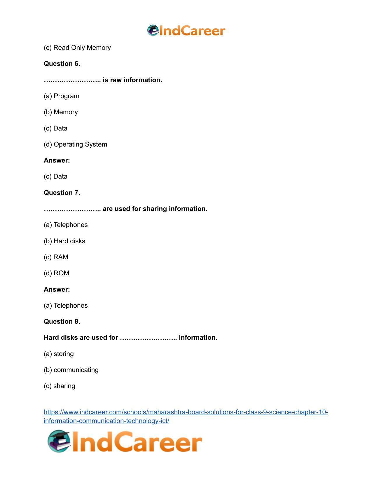Maharashtra Board Solutions for Class 9- Science: Chapter 10- Information Communication Technology (ICT) - Page 11