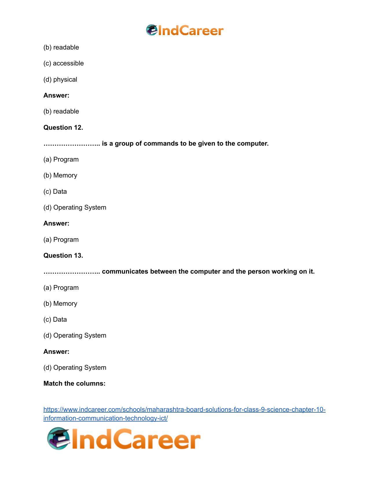 Maharashtra Board Solutions for Class 9- Science: Chapter 10- Information Communication Technology (ICT) - Page 13